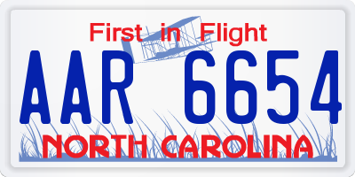 NC license plate AAR6654
