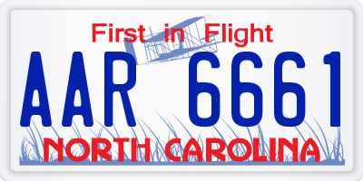 NC license plate AAR6661
