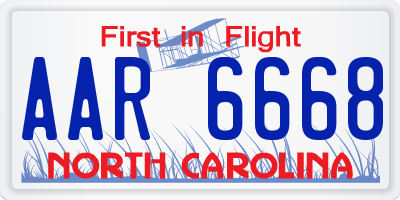 NC license plate AAR6668