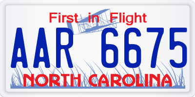 NC license plate AAR6675