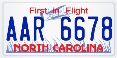 NC license plate AAR6678