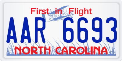 NC license plate AAR6693