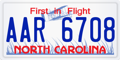 NC license plate AAR6708