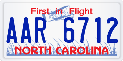 NC license plate AAR6712