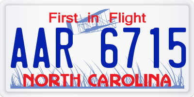 NC license plate AAR6715