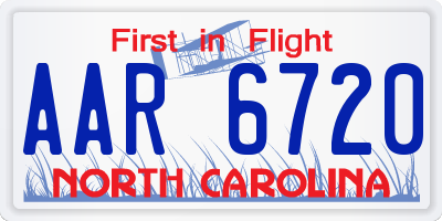 NC license plate AAR6720