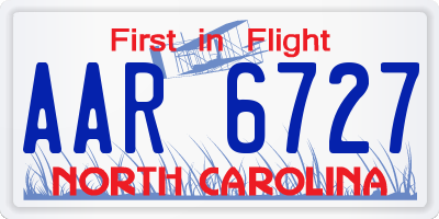 NC license plate AAR6727