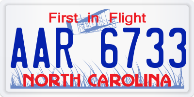 NC license plate AAR6733