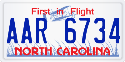 NC license plate AAR6734