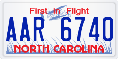 NC license plate AAR6740