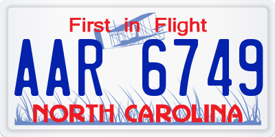 NC license plate AAR6749