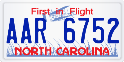 NC license plate AAR6752