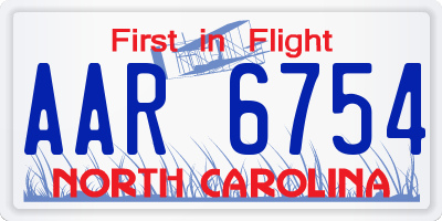 NC license plate AAR6754