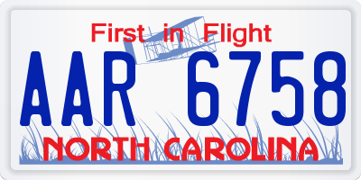 NC license plate AAR6758