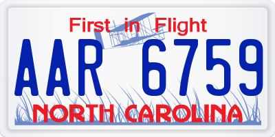 NC license plate AAR6759