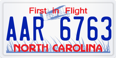 NC license plate AAR6763