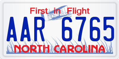 NC license plate AAR6765