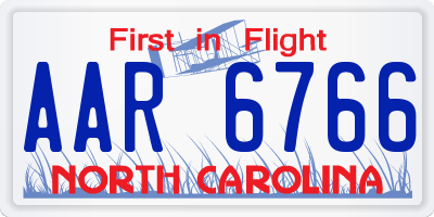 NC license plate AAR6766