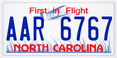 NC license plate AAR6767