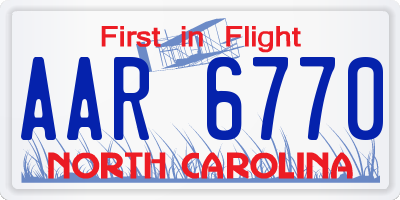 NC license plate AAR6770