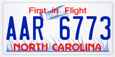 NC license plate AAR6773