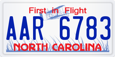 NC license plate AAR6783