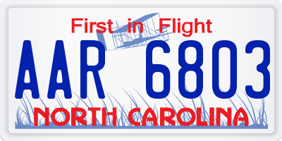 NC license plate AAR6803