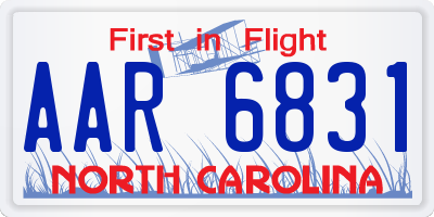 NC license plate AAR6831