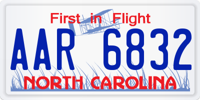 NC license plate AAR6832
