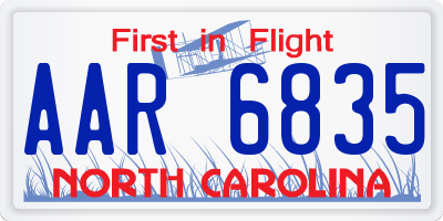 NC license plate AAR6835