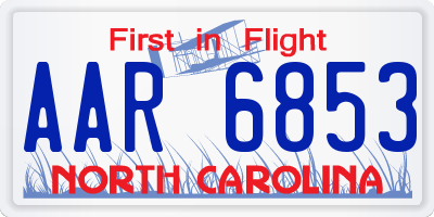 NC license plate AAR6853