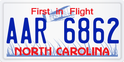 NC license plate AAR6862