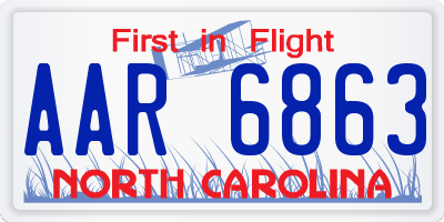 NC license plate AAR6863