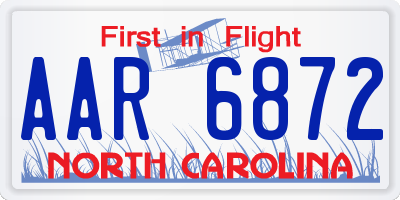 NC license plate AAR6872