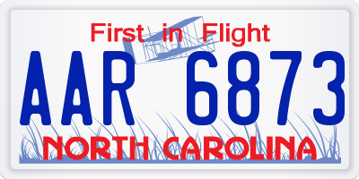 NC license plate AAR6873