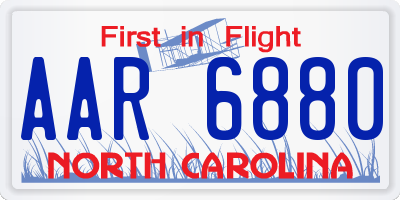 NC license plate AAR6880