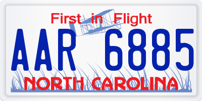 NC license plate AAR6885