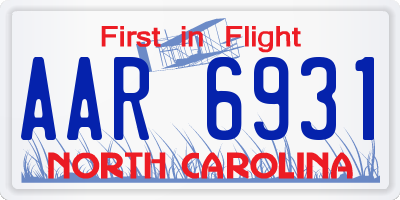 NC license plate AAR6931