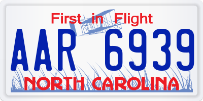 NC license plate AAR6939