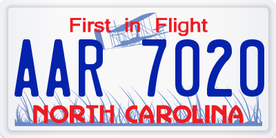 NC license plate AAR7020