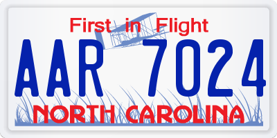 NC license plate AAR7024