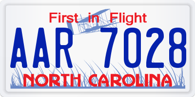 NC license plate AAR7028