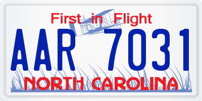 NC license plate AAR7031