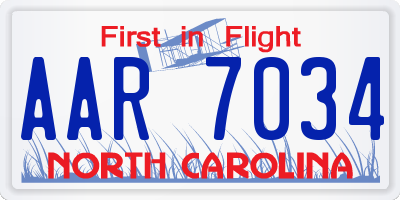 NC license plate AAR7034