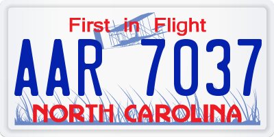 NC license plate AAR7037