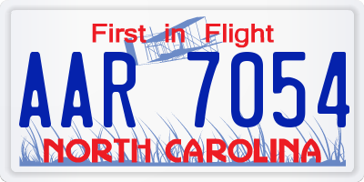 NC license plate AAR7054