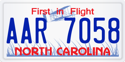 NC license plate AAR7058
