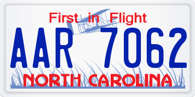 NC license plate AAR7062