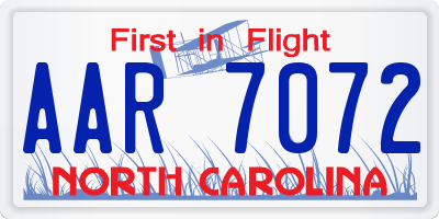 NC license plate AAR7072