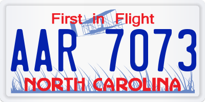 NC license plate AAR7073